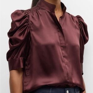 Frame Gillian Silk Puff Sleeve top